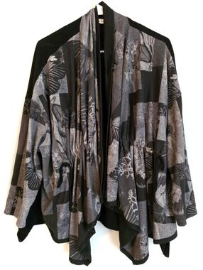 LAGENLOOK Art To Wear Drawstring Drape Cheyenne Butterfly Cardi Jacket S/M